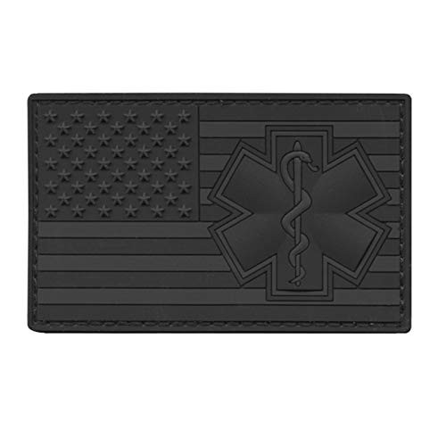 Blackout USA America Flag Star of Life EMS EMT Subdued Paramedic Medic MED Tactical Morale PVC Rubber Touch Fastener Blackout USA America Flag Star of Life EMS EMT Subdued Paramedic Medic MED Tactical Morale PVC Rubber Touch Fastener