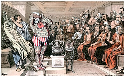 Blaine Cartoon 1884 NPhryne Before The Chicago Tribunal American Lithograph Cartoon By Bernard Gillam 1884 Showing Presidential Candidate James G Blai Blaine Cartoon 1884 NPhryne Before The Chicago Tribunal American Lithograph Cartoon By Bernard Gillam 1884 Showing Presidential Candidate James G Blai