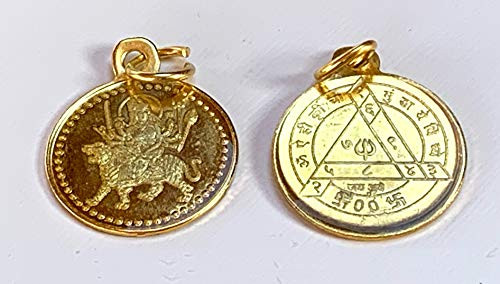 AWAKEN YOUR KUNDALINI Blessed and Energized Yantra Kavach Pendants -30 Types- - Approx- 1-25 Ashtadhatu -Mix of 8 Metals- Gold Polished-Laminated -Durg