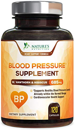 Blood Pressure Support Supplement Extra Strength Heart Support 685mg - Heart Health Vitamins - Made in USA - Best Natural Support with Garlic  Hawthor