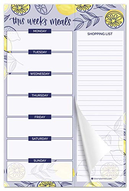 bloom daily planners Weekly Magnetic Meal Planning Pad for Fridge with Tear-Off Grocery Shopping List - Hanging Food-Menu Organizer Notepad with Magne