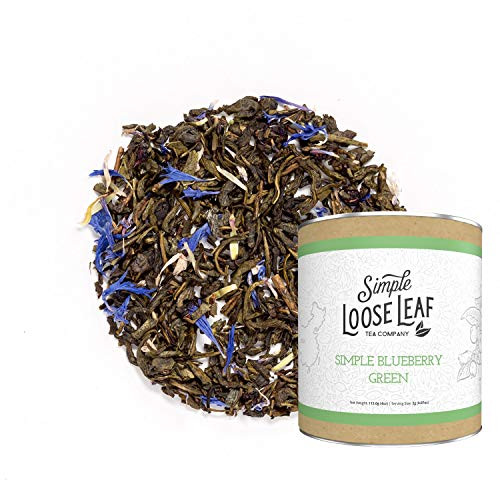 Simple Loose Leaf - Simple Blueberry Green Tea - Premium Loose Leaf Green Tea -4 oz- - High Caffeine - Bold and Earthy - USA Hand Packaged - 60 Cups