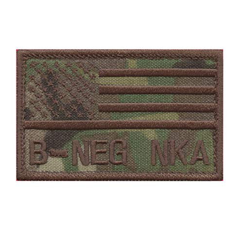 LEGEEON BNEG B NEG Blood Type Multicam OCP USA America Flag NKA NKDA No Known Allergies IFAK Morale Tactical HookandLoop Patch