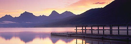 Boat dock at Lake McDonald Glacier National Park Montana Poster Print -27 x 9-