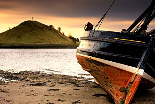 Posterazzi Boat On Beach At Low Tide Alnmouth Northumberland England Poster Print  -19 x 12-