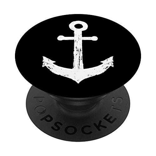 Anchor Boating Sail Sailing Sailor Black White Boat Ship PopSockets PopGrip Swappable Grip for Phones and Tablets