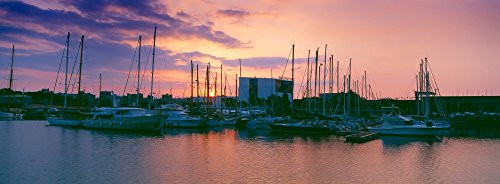 Posterazzi Boats at a harbor Barcelona Catalonia Spain Poster Print  -36 x 12-
