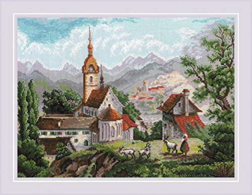 RIOLIS 1701 Cross Stitch Kit 23.5"X15.75" Monastery Shonenvert (14 Count), Multicolor