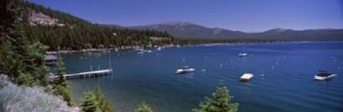 Posterazzi Boats mountains in the background Lake Tahoe California USA Poster Print  -18 x 6-