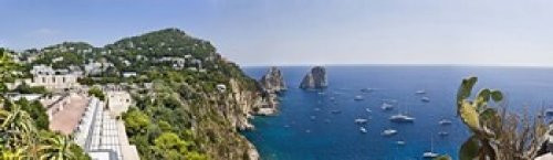 Posterazzi Boats in the sea Faraglioni Capri Naples Campania Italy Poster Print  -40 x 12-