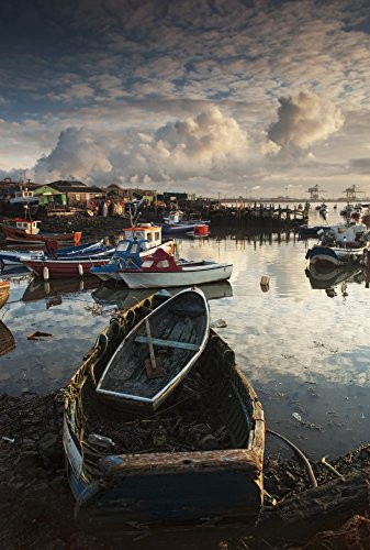 Posterazzi Boats Moored Along The Shoreline Saltburn Teesside England Poster Print  -12 x 18-