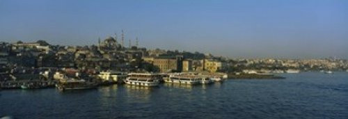 Posterazzi Boats moored at a harbor Istanbul Turkey Poster Print  -36 x 13-