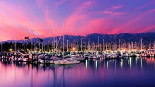 Posterazzi Boats moored sunset Harbor Santa Barbara County California USA Poster Print -24 x 14- Posterazzi Boats moored sunset Harbor Santa Barbara County California USA Poster Print -24 x 14-