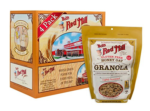 Bobs Red Mill Gluten Free Honey Oat Granola  12 oz -Pack of 4  Resealable-