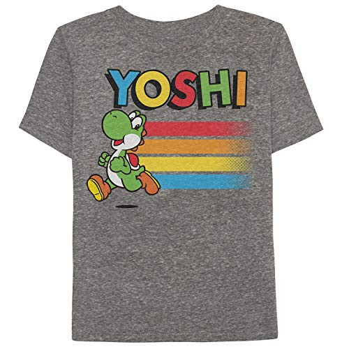 Jumping Beans Boys 4-10 Nintendo Super Mario Bros- Yoshi Heathered Graphic Tee 6 Charcoal Snow