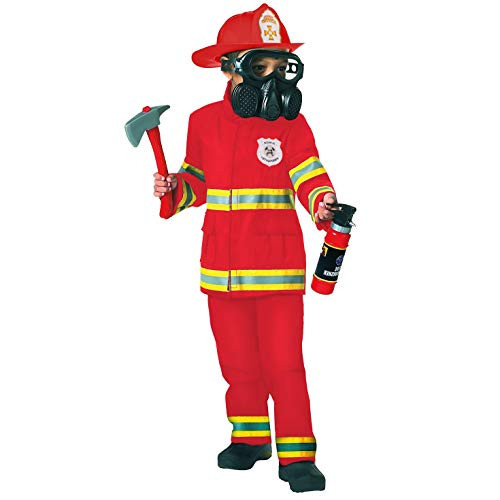 Morph Kids Red Fireman Halloween Costume - Medium