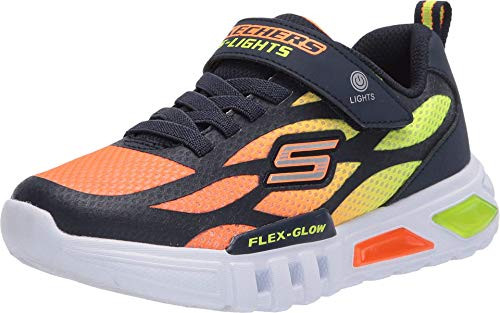 Skechers Kids Boys Flex-Glow-Dezlo Sneaker  Navy-Orange  9 Medium US Toddler