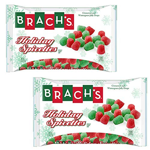Brachs Holiday Spicettes  Red and Green Christmas Gumdrops - Cinnamon and Wintergreen Jelly Drops