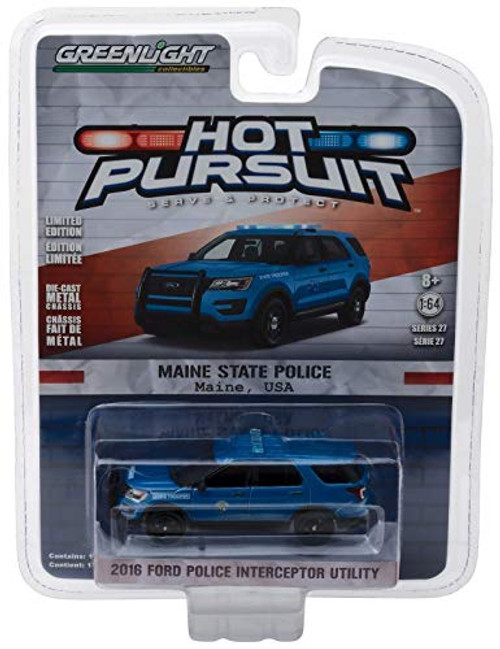 Maine State Police MSP Greenlight 42840-F Hot Pursuit Series 27 2016 Ford Police Interceptor Utility 164 Scale Diecast Maine State Police MSP Greenlight 42840-F Hot Pursuit Series 27 2016 Ford Police Interceptor Utility 164 Scale Diecast