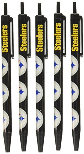 NFL Pittsburgh Steelers Disposable Black Ink Click Pens  5-Pack