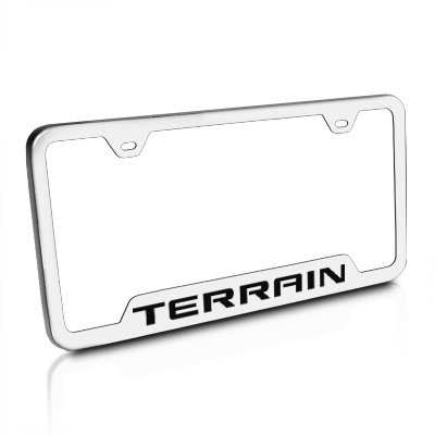 Au-Tomotive Gold  INC- GMC Terrain Brushed Stainless Steel Auto License Plate Frame