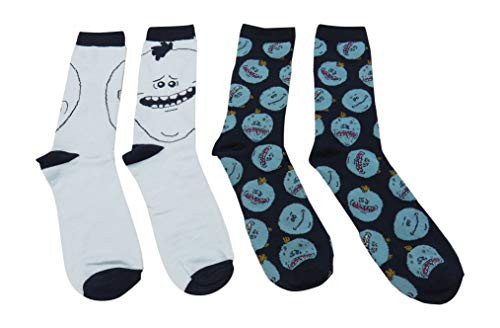 Hyp Rick and Morty Meeseeks Faces Crew Socks 2 Pair Pack New Licensed Hyp Rick and Morty Meeseeks Faces Crew Socks 2 Pair Pack New Licensed