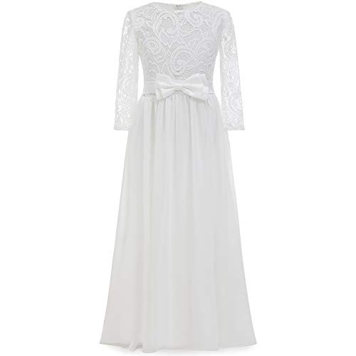 ABAO SISTER Vintage Boho Chiffon A-line Flower Girl Dress -Ivory  Size 6-