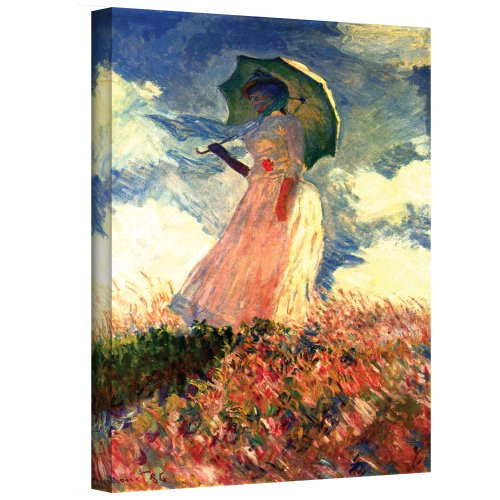 ArtWall Woman with Sunshade Gallery Wrapped Canvas by Claude Monet, 14 by 18-Inch