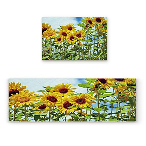 Lightrain Sunflower 2 Piece Doormat Hallway Kitchen Runner Rug Carpet (Non-Slip) Rubber Backing Area Rug Set Floor Mat Lightrain Sunflower 2 Piece Doormat Hallway Kitchen Runner Rug Carpet (Non-Slip) Rubber Backing Area Rug Set Floor Mat