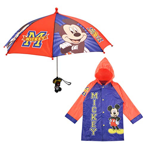 Disney Boys Little Mickey Mouse Slicker and Umbrella Rainwear Set  Dark Blue  Age 2-3