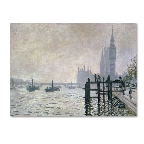 The Thames Below Westminster by Claude Monet work, 22 by 32-Inch Canvas Wall Art