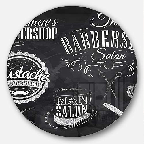 Designart Set Barbershop - Digital Art Circle MT7597-C23-Disc of 23 inch 23 x 23 Black-White Designart Set Barbershop - Digital Art Circle MT7597-C23-Disc of 23 inch 23 x 23 Black-White