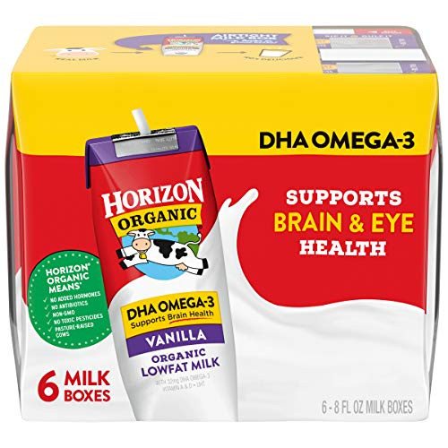 Horizon Organic Shelf-Stable 1 Lowfat Milk Boxes with DHA Omega-3 Vanilla 8 oz- 6 Pack -Pack of 3- Horizon Organic Shelf-Stable 1 Lowfat Milk Boxes with DHA Omega-3 Vanilla 8 oz- 6 Pack -Pack of 3-