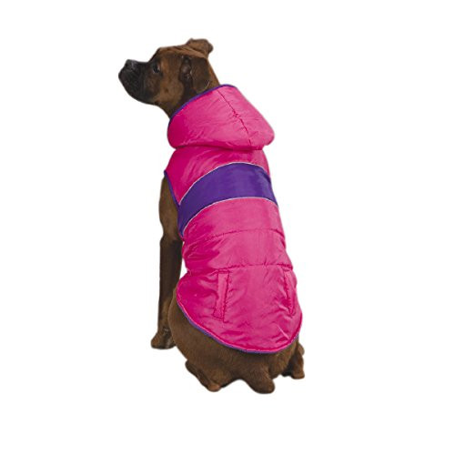 East Side Collection Polyester Brite Stripe Dog Parka  XX-Small  8-Inch  Pink