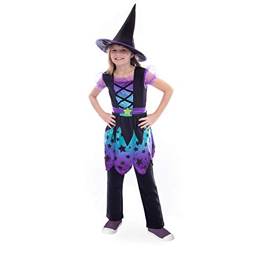 Enchanting Witch Childrens Halloween Costume - Dark Magic Girl Dress -Large-