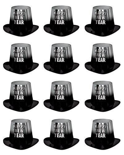 Beistle S88264BKS25AZ12 Silver Entertainer Hi-Hats 12 Piece, OSFM Black