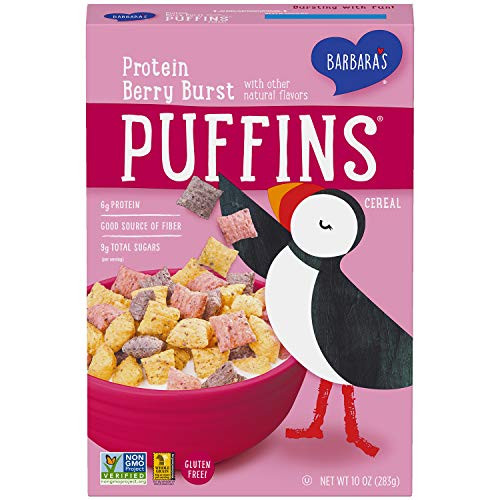 Barbaras Puffins Protein Berry Burst Cereal Gluten Free Non-GMO 10 Oz Box -Pack of 12- Barbaras Puffins Protein Berry Burst Cereal Gluten Free Non-GMO 10 Oz Box -Pack of 12-