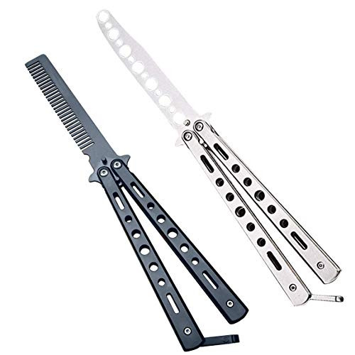 WAYDA Butterfly Knife  Balisong Knife Trainer  Practice Steel Metal Folding Knife Unsharpened Blade  Csgo Butterfly Knife - 2 Pack