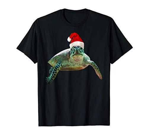 Sea Turtle Santa Christmas Hat Gift for Turtle Lovers T-Shirt