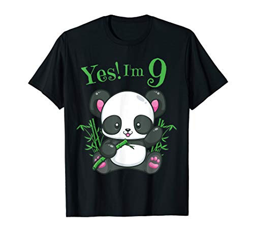 Kids Panda 9th Birthday T Shirt Girls Gift Birthday Outfit 9 T-Shirt