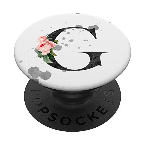 G Initial Floral For Girls Women Monogram Letter PopSockets PopGrip Swappable Grip for Phones and Tablets