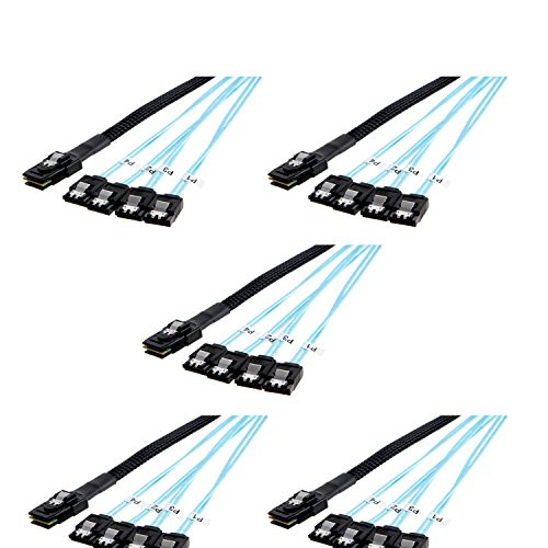 CableCreation -5 Pack - Mini SAS 36Pin -SFF-8087- Male to 4 SATA 7Pin Female Cable Mini SAS Host-Controller to 4 SATA Target-Backplane 1-6ft x 5PCS CableCreation -5 Pack - Mini SAS 36Pin -SFF-8087- Male to 4 SATA 7Pin Female Cable Mini SAS Host-Controller to 4 SATA Target-Backplane 1-6ft x 5PCS