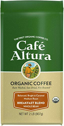 Cafe Altura Whole Bean Organic Coffee  Breakfast Blend  2 Pound
