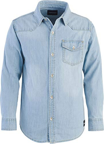 Calvin Klein Boys Big Long Sleeve Denim Shirt  BLEACHOUT  Small -8-