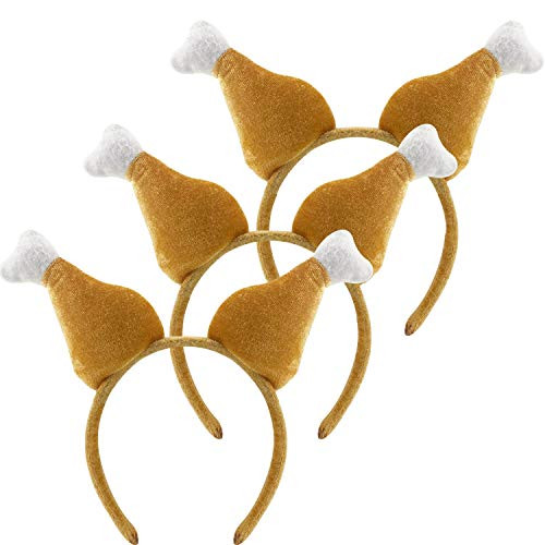 3 Packs Thanksgiving Headband-Turkey Drumstick Headbands Turkey Legs Drumstick Boppers Hat Headband for Thanksgiving Day Costume Party Accessory Thank