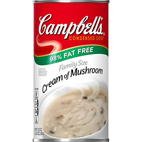 Campbells Condensed Family Size 98 Fat Free Cream of Mushroom Soup 22-6 oz- Can -Pack of 12- Campbells Condensed Family Size 98 Fat Free Cream of Mushroom Soup 22-6 oz- Can -Pack of 12-