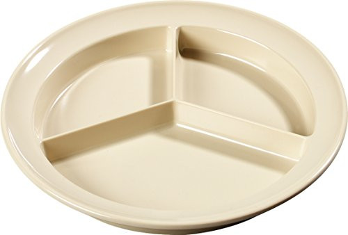 Carlisle KL20325 Kingline Melamine 3-Compartment Deep Plate  8-75  Tan -Pack of 12-