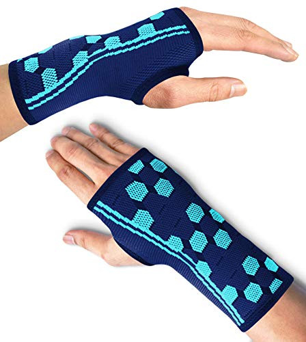 Sparthos Wrist Support Sleeves -Pair-  Compression Wrist Brace for Men and Women - Carpal Tunnel Tendonitis Arthritis Pain Relief Wrist Pain Strains