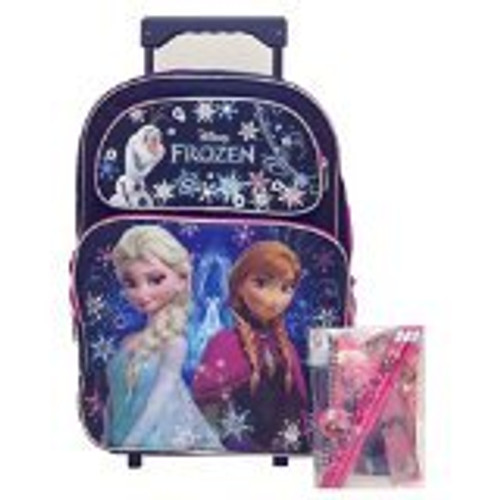 2015 New Disney Frozen Elsa & Anna Large Rolling Backpack with Stationery Set 2015 New Disney Frozen Elsa & Anna Large Rolling Backpack with Stationery Set