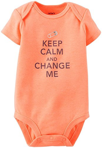 Carters Slogan Bodysuit -Baby- - Orange-6 Months